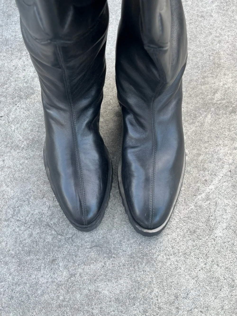 New! Telfar Unisex Black Leather Lug Sole Tall Logo Boot